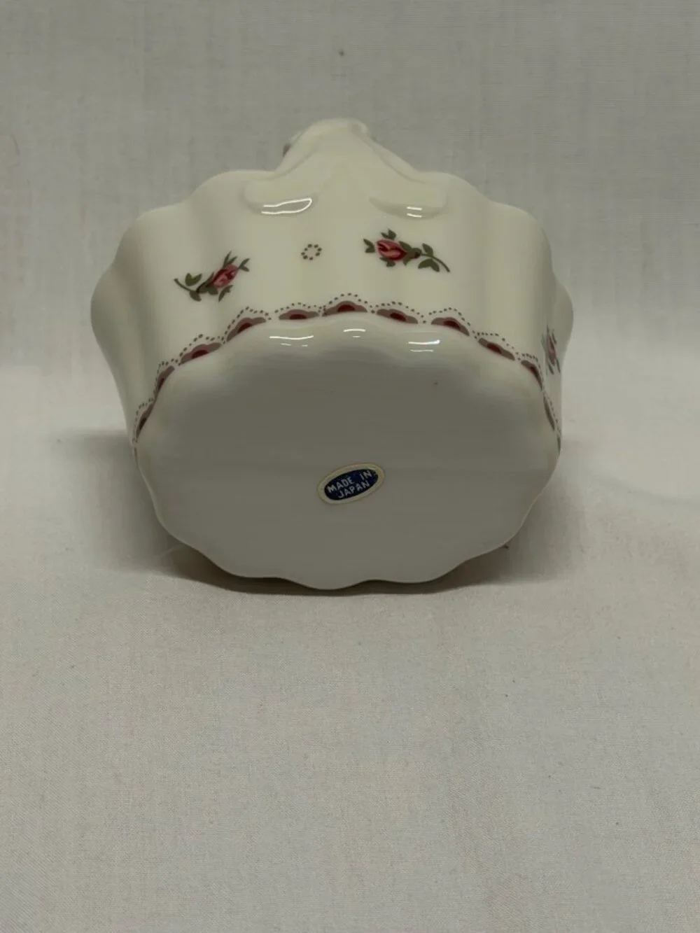Porcelain Basket Made in Japan Trinket Dish Match Stick Holder